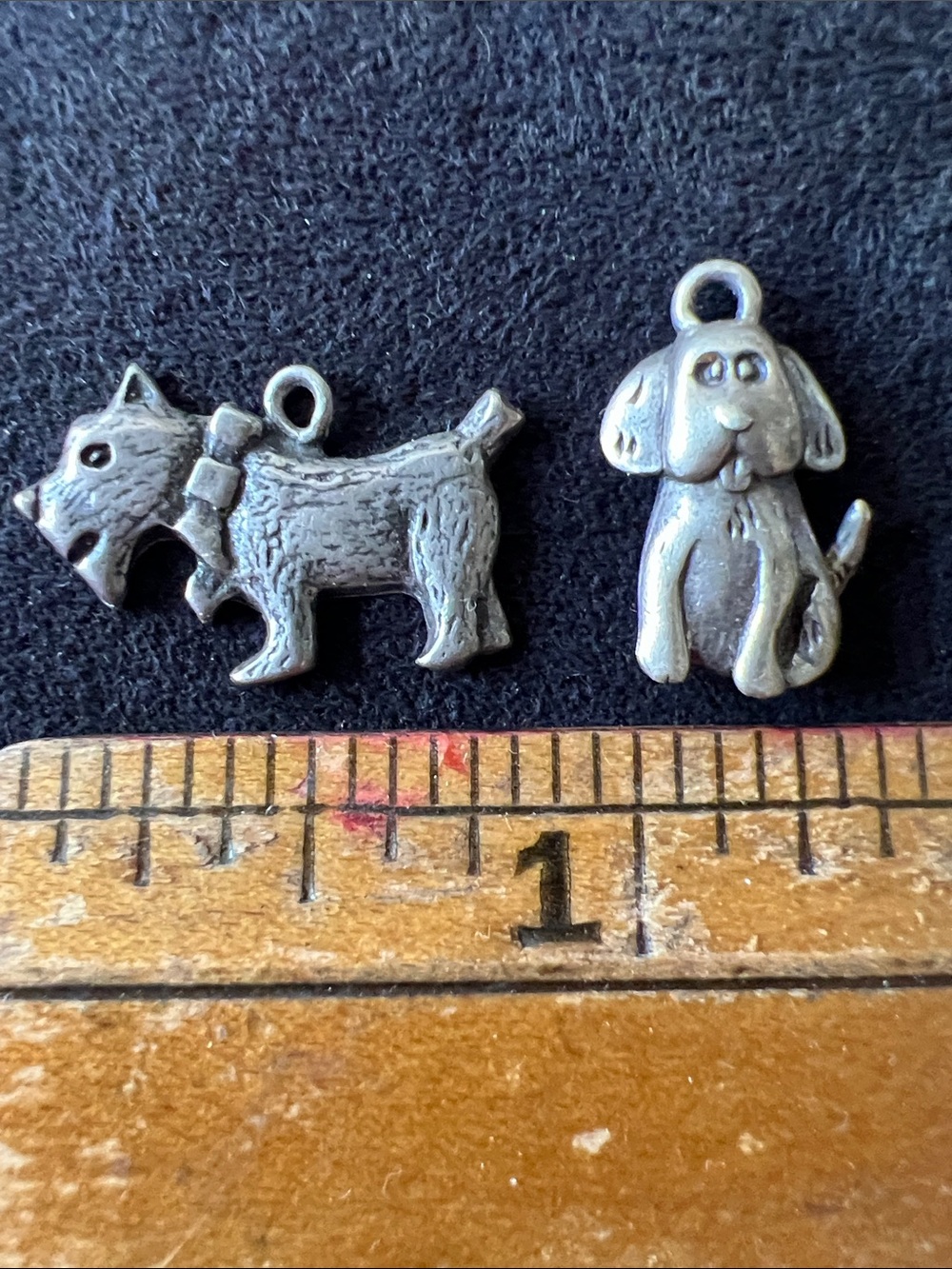 2 Vintage Sterling Silver dog charms Scottie
